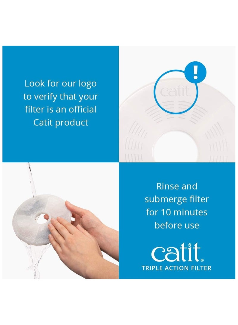 Catit مرشحات نافورة المياه ثلاثية العمل من كاتيت، مرشحات بديلة لنافورة شرب القطط، 5 عبوات - Image 4