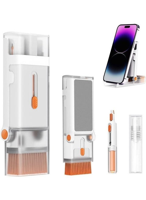 Laptop Cleaner Kit 8 in 1 Keyboard Cleaning Set Screen Swipe and Brush with Cell Phone Stand Earphone Pen for Airpod Key Puller Spray Bottle Computer/MacBook/Keyboard/iPad