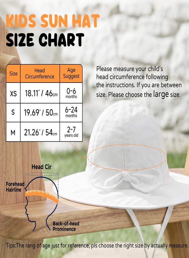 RIVBOS Toddler Sun Hat UPF 50+ Adjustable Summer Beach Wide Brim Kids Baby Bucket Hat for Boys Girls White S - Image 2