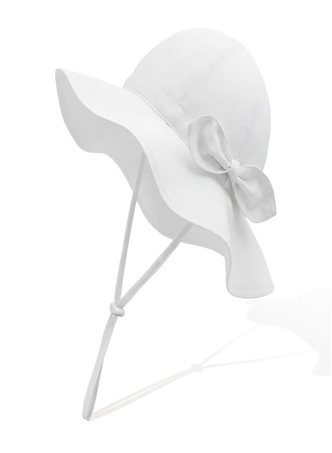 RIVBOS Toddler Sun Hat UPF 50+ Adjustable Summer Beach Wide Brim Kids Baby Bucket Hat for Boys Girls White S - Image 1