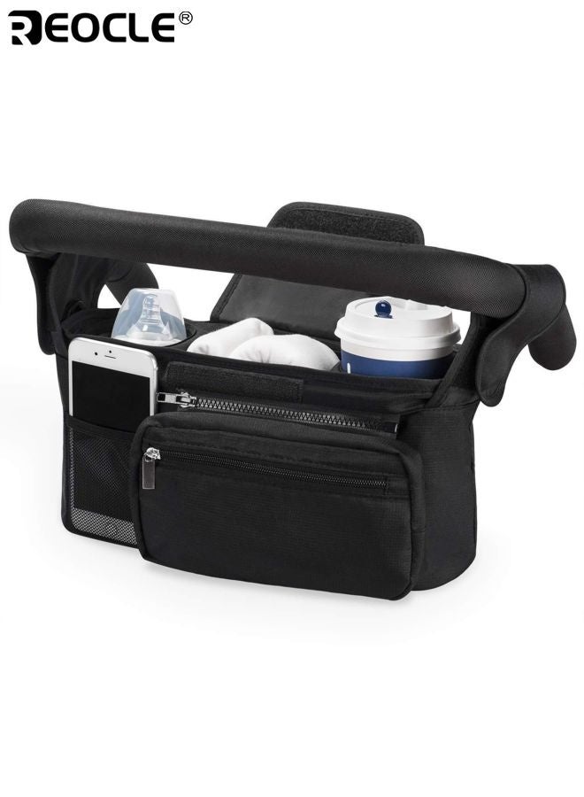 REOCLE Baby's Universal Stroller Organizer with Insulated Cup Holder and Detachable Phone Bag Multi Function Storage Caddy with Adjustable Strap for Baby Pet Stroller Use - Image 5