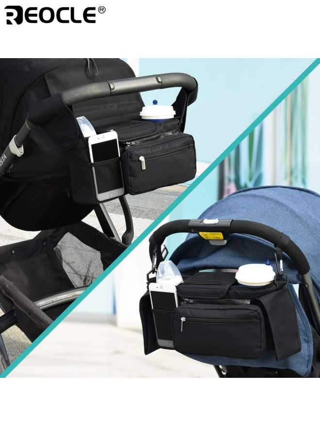 REOCLE Baby's Universal Stroller Organizer with Insulated Cup Holder and Detachable Phone Bag Multi Function Storage Caddy with Adjustable Strap for Baby Pet Stroller Use - Image 4