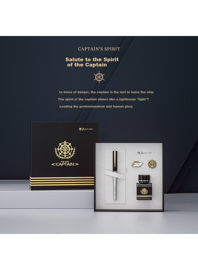 Pimio Fountain Pen Gift Box, Captain Series, High-end Ink Set, Adult Signature Pen, Graduation Gift, Male Student Handwriting Practice, Business Office Use, Black And Gold Color - Image 2