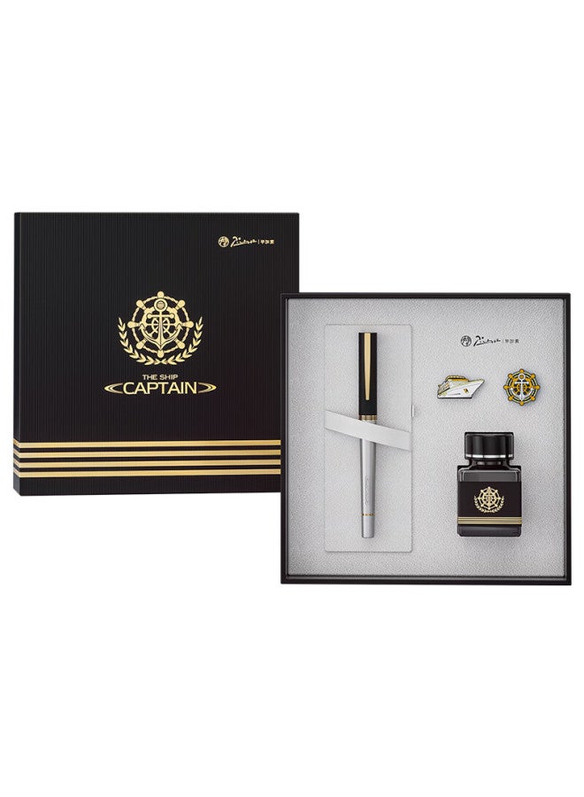 Pimio Fountain Pen Gift Box, Captain Series, High-end Ink Set, Adult Signature Pen, Graduation Gift, Male Student Handwriting Practice, Business Office Use, Black And Gold Color - Image 5