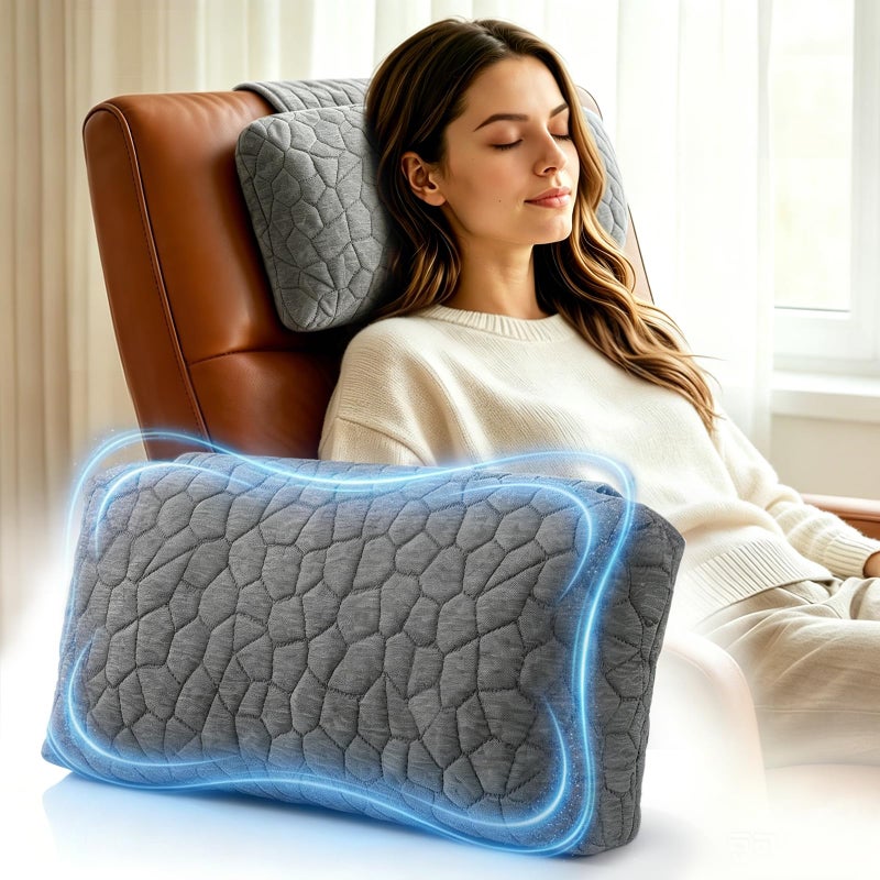 SUPA MODERN Adjustable Headrest Pillow for ReclinerArmchair Sofa BreathableNonSlip Shredded Memory Foam with Washable Cover for Neck Support Pain Relief - Image 2
