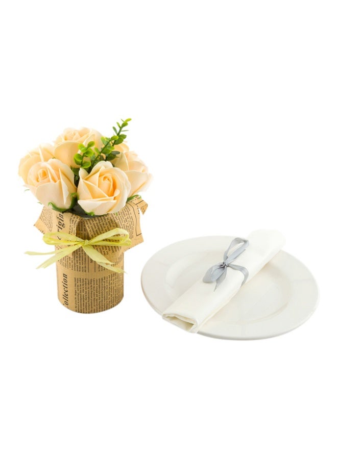 Restaurantware 4 x 8.7 Inch Soap Flower Petals In Plastic Pots, 12 Scented Rose Shaped Soaps - 7 Blooms, Gift for Anniversary, Mother's Day, Or Valentine’s Day, Yellow Plastic Rose Soap Petals,  - Image 2