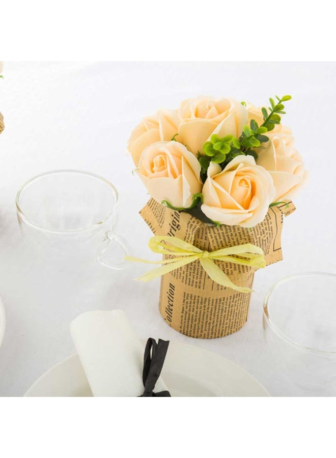 Restaurantware 4 x 8.7 Inch Soap Flower Petals In Plastic Pots, 12 Scented Rose Shaped Soaps - 7 Blooms, Gift for Anniversary, Mother's Day, Or Valentine’s Day, Yellow Plastic Rose Soap Petals,  - Image 3