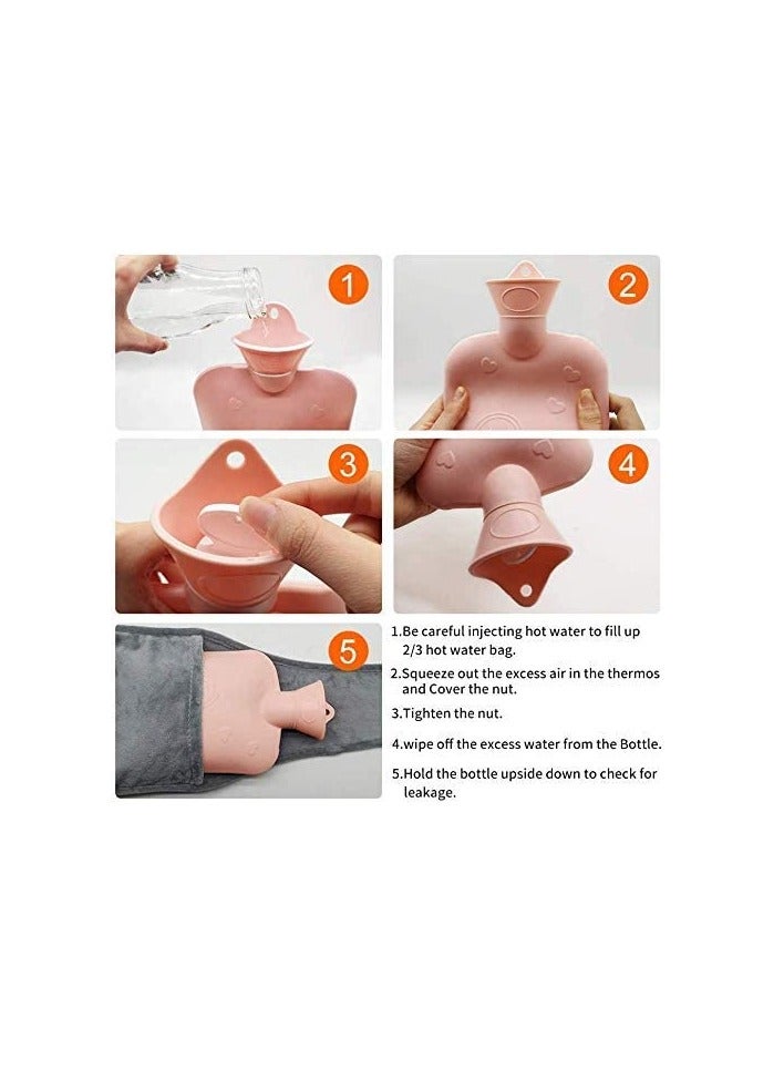 Hot Water Bag, Rubber Hot Water Bottle with Waist Cover for Menstrual Cramps, Pain Relief, Warm Water Pouch with Soft Plush Hand Waist Warmer Cover - Image 4