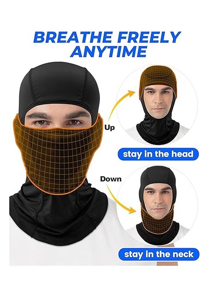 UV Protection Ice Silk Face Mask, Men Women Summer Cooling Breathable Mask, for Outdoor Running Cycling (Black) - Image 2