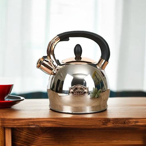 LUXGRACE Stainless Steel Whistling Tea Kettle with Metal Capsulated Bottom for Quick Heat Distribution 2.8 Quart - Image 5