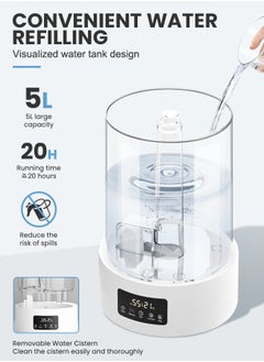 Necomi 5L Air Humidifiers, Essential Oil Diffuser, Ultrasonic Top Fill Cool Mist Humidifiers, with Timer and Night Light, Smart Humidistat Control for Bedroom Large Room  - Image 3