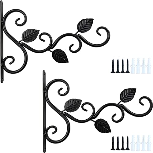 NSBELL Plants Hangers Outdoor Indoor Decor, Wall Hooks for Hanging Plant Bracket, Plant Hooks for Bird Feeder, Wind Chime, Lights, Lanterns (Black-2PCS) - Image 1