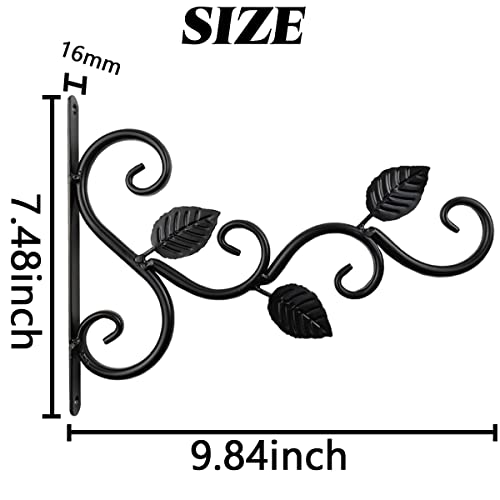 NSBELL Plants Hangers Outdoor Indoor Decor, Wall Hooks for Hanging Plant Bracket, Plant Hooks for Bird Feeder, Wind Chime, Lights, Lanterns (Black-2PCS) - Image 2