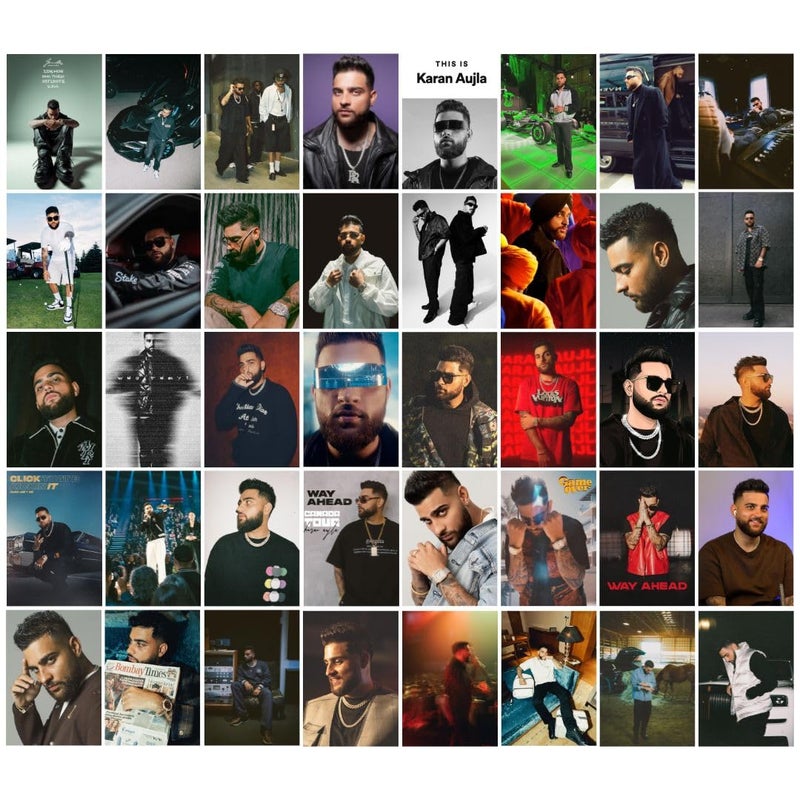 auraposter Karan Aujla (Set Of 40) | Karan Aujla Mini Posters | Mini Posters (15 X10 Cm) Of Karan Aujla'S Songs For Wall, Bedroom, Living Room | Punjabi Singer Karan Aujla | Double Tape Included - Image 1