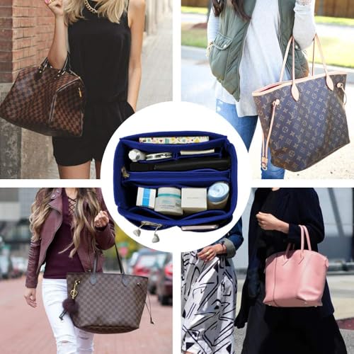 OMYSTYLE Darkblue Organizer Insert, Felt Tote Bag Organizer Insert with 5 Sizes, Handbag Dividers for Inside Purse, Compatible with Longchamp, Neverful, Speedy and More - Image 5