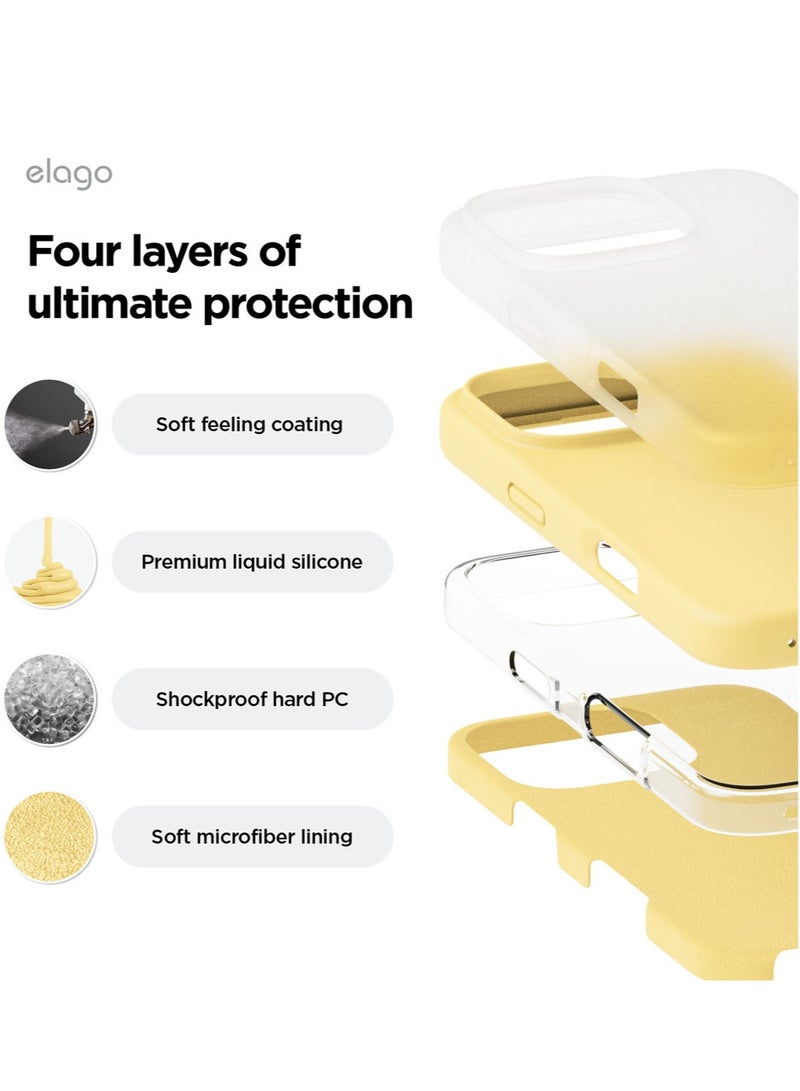 Elago Liquid Silicone for iPhone 16 Pro MAX Case Cover Full Body Protection, Shockproof, Slim, Anti-Scratch Soft Microfiber Lining - Yellow - Image 4