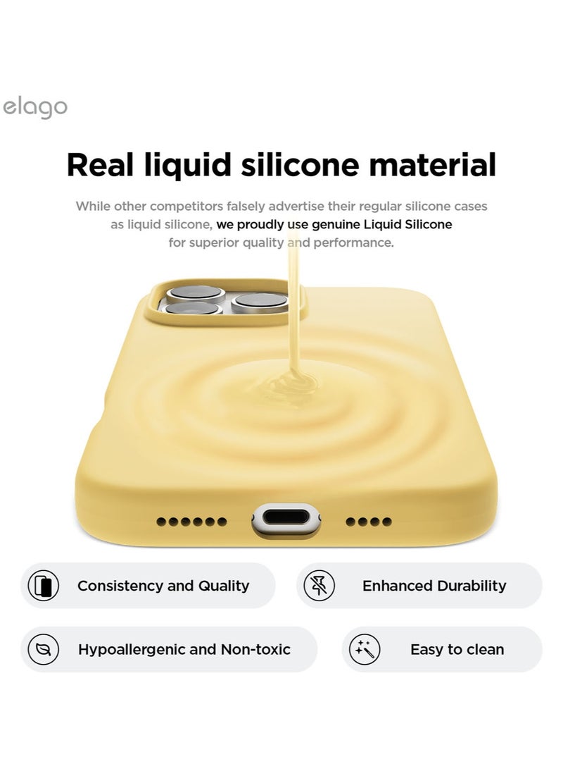 Elago Liquid Silicone for iPhone 16 Pro MAX Case Cover Full Body Protection, Shockproof, Slim, Anti-Scratch Soft Microfiber Lining - Yellow - Image 3