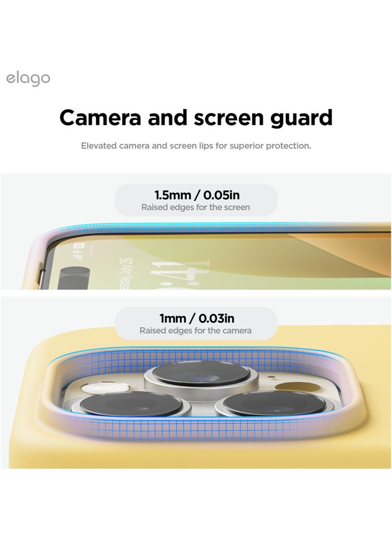 Elago Liquid Silicone for iPhone 16 Pro MAX Case Cover Full Body Protection, Shockproof, Slim, Anti-Scratch Soft Microfiber Lining - Yellow - Image 5