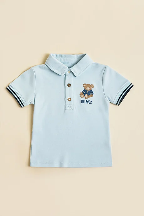 R&b Embroidered Polo T-Shirt and Denim Shorts Set