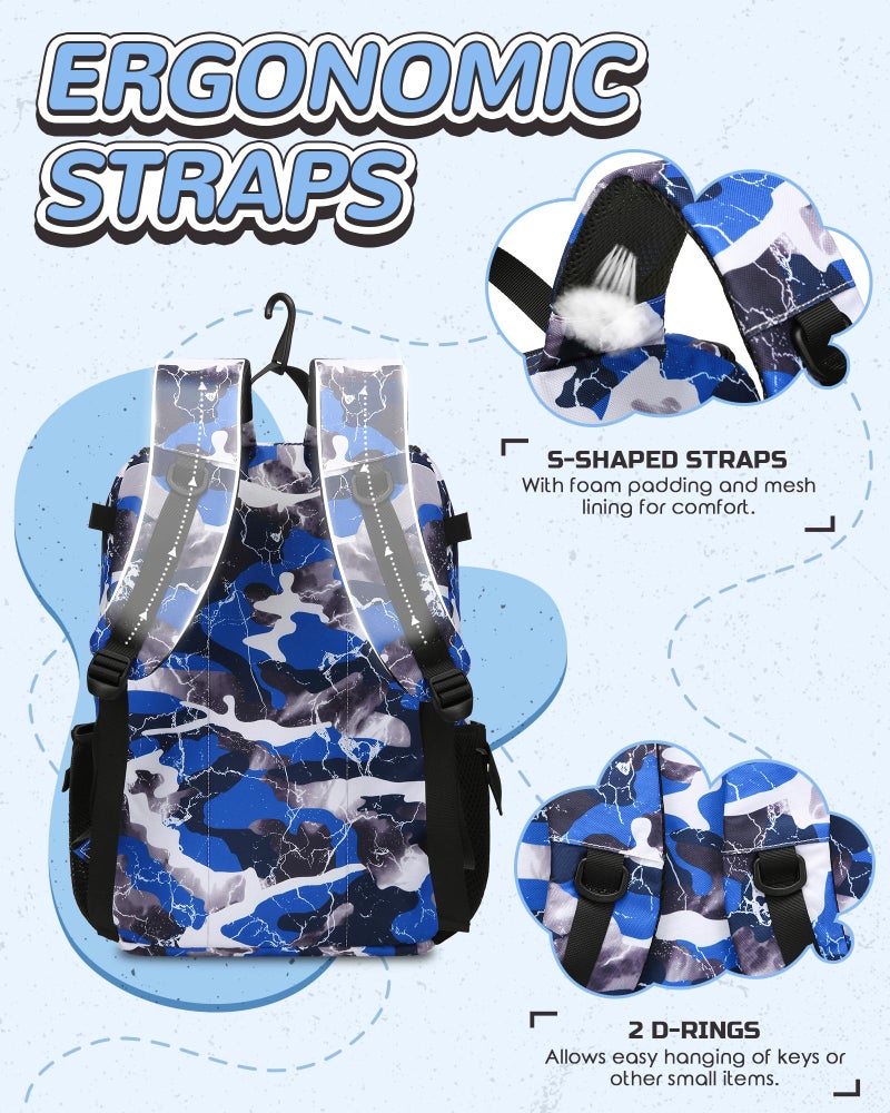 FOKDUVB Baseball Softball Gear Bag Backpack for Boys Girls Ages 8-12 12-14 Large Kids Youth Bat Bag with Ventilated Shoe Compartment Baseball Softball Players Stuff Supplies (Blue, Camouflage) - Image 5