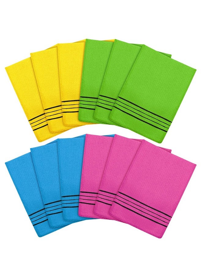 Tatuo Tatuo 12 Pieces Korean Exfoliating Mitt Exfoliating Glove Italy Towel Body Skin Scrubber Exfoliating Scrubber for Remove Dead Skin Exfoliating Washcloth Korean(Small,Yellow, Green, Blue, Pink)  - Image 1