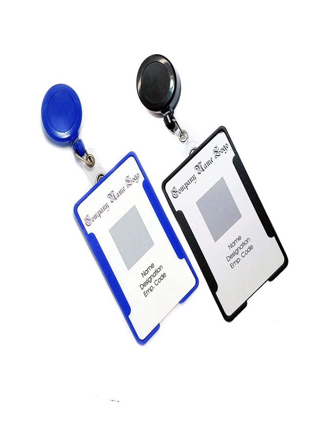 JSMSH Combo Pack of ID Card Holder with Retractable Reel yoyo Combo(Blue and Black) Pack of 100 - Image 1