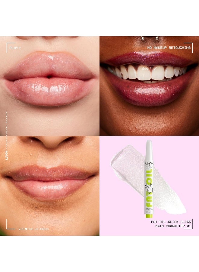 NYX PROFESSIONAL MAKEUP NYX Fat Oil Slick Click Lip Balm – #01 Main Character is a nourishing lip balm designed to provide a glossy, hydrated finish. Its smooth, lightweight formula glides easily onto the lips, delivering a subtle shine and a comfortable feel. The click-up design makes it convenient for on-the-go application, ideal for keeping lips soft and refreshed throughout the day. - Image 3