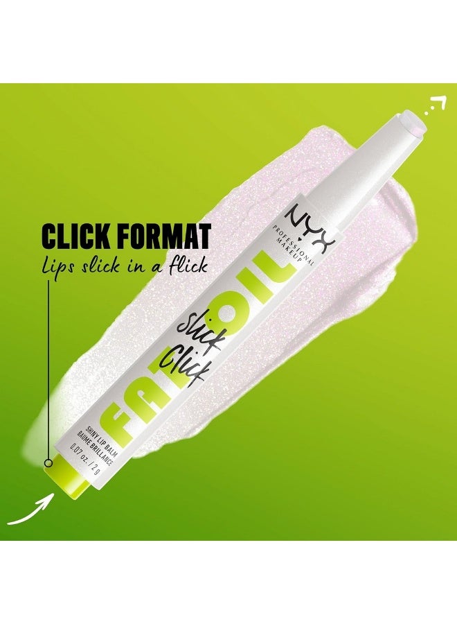 NYX PROFESSIONAL MAKEUP NYX Fat Oil Slick Click Lip Balm – #01 Main Character is a nourishing lip balm designed to provide a glossy, hydrated finish. Its smooth, lightweight formula glides easily onto the lips, delivering a subtle shine and a comfortable feel. The click-up design makes it convenient for on-the-go application, ideal for keeping lips soft and refreshed throughout the day. - Image 4