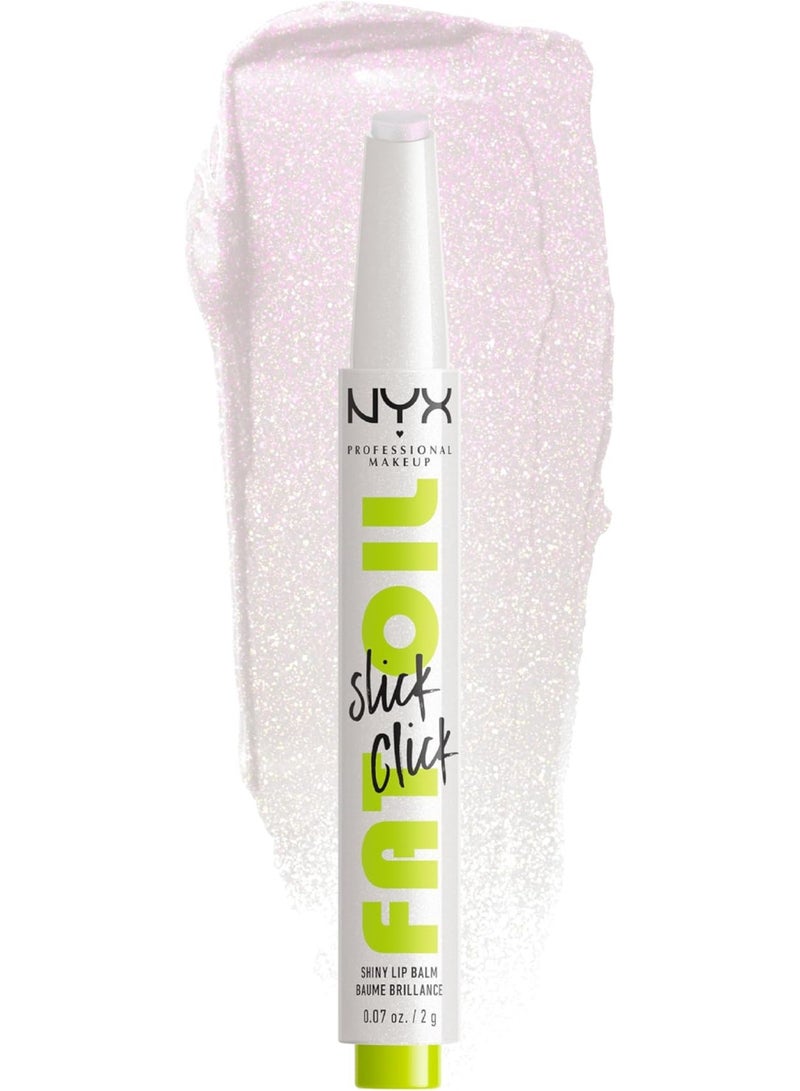 NYX PROFESSIONAL MAKEUP NYX Fat Oil Slick Click Lip Balm – #01 Main Character is a nourishing lip balm designed to provide a glossy, hydrated finish. Its smooth, lightweight formula glides easily onto the lips, delivering a subtle shine and a comfortable feel. The click-up design makes it convenient for on-the-go application, ideal for keeping lips soft and refreshed throughout the day. - Image 1
