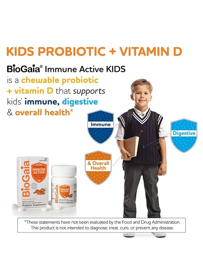 BioGaia Protectis Immune Active Kids Probiotic | Clinically Proven Probiotic + Vitamin D | Supports Immune, Digestive & Overall Health | Kids Probiotic | Orange Chewable Tablets | 60 Day Supply - Image 2