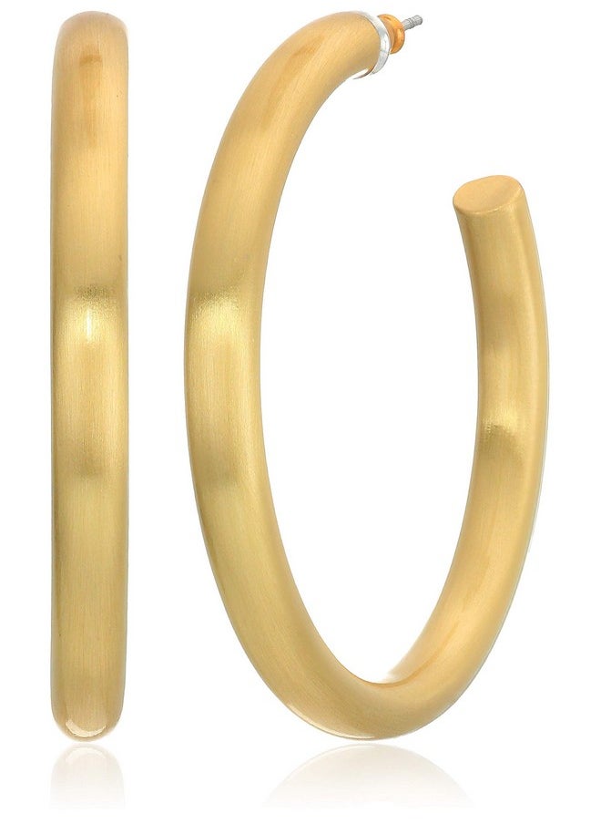 LUCKY BRAND - Lucky Brand Women's Gold Large Tubular Hoop Earrings, One Size - Image 1