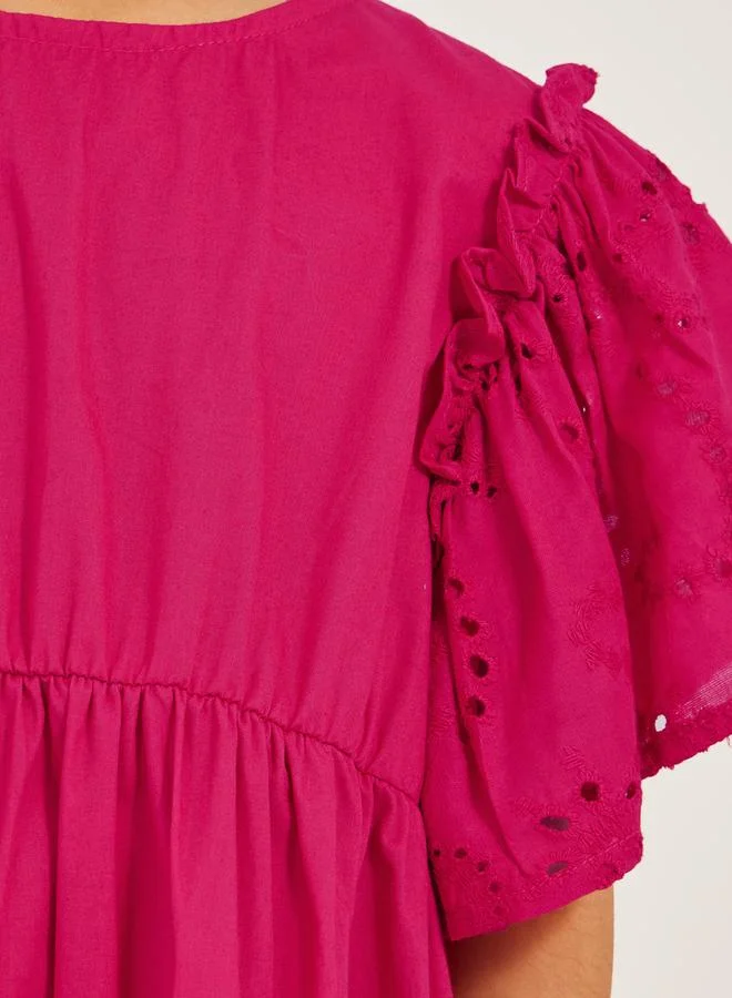 Styli Ruffle Sleeve Dress