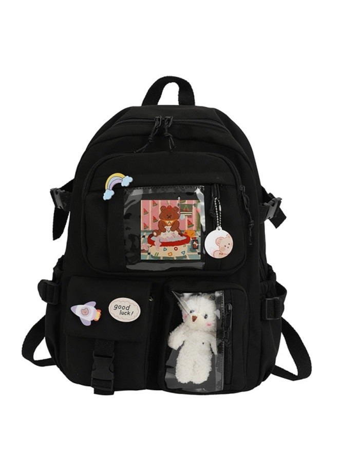 MIXDE Large Capacity School Backpack Multifunction Casual Water Resistant Double Shoulder School Bag Computer Backpack Business Durable Laptops Travel Backpacks with Pin Accessories Plush Pendant - Image 1