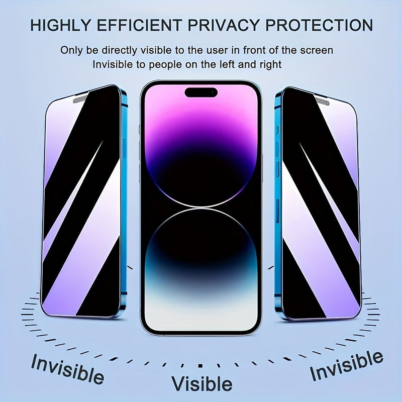 3 Pack Anti Peep Blue Light Tempered Glass Screen Protector for iPhone 16 Plus Electrostatic Adsorption Bubble Free Ultra Thin - Image 4