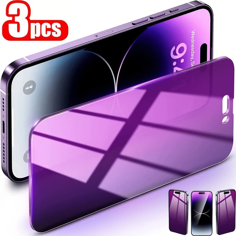 3 Pack Anti Peep Blue Light Tempered Glass Screen Protector for iPhone 16 Plus Electrostatic Adsorption Bubble Free Ultra Thin - Image 2