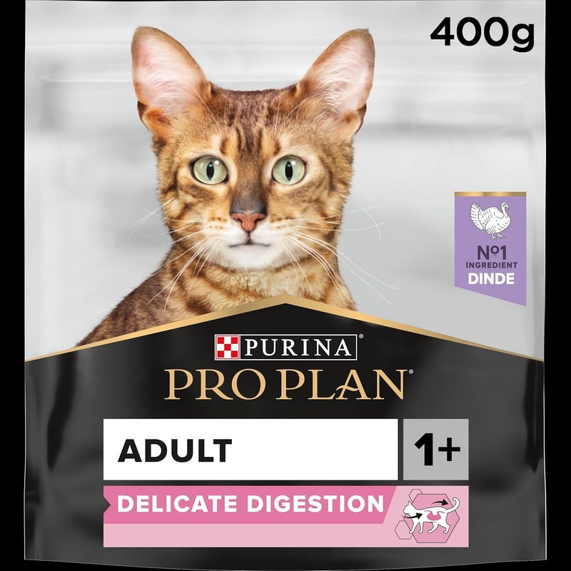 Purina Pro Plan Adult Delicate Digestion Dry Cat Food with Turkey, 400g - Image 1