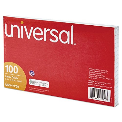Universal Ruled Index Cards, 5 x 8, White, 100 Cards/Pack (UNV47250) - Image 3