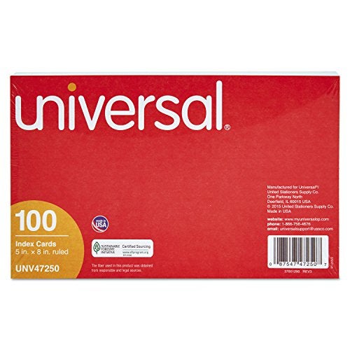Universal Ruled Index Cards, 5 x 8, White, 100 Cards/Pack (UNV47250) - Image 2