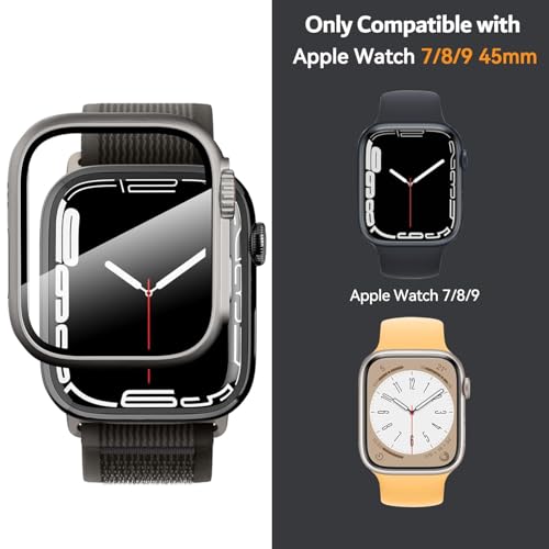 Meyaar 2in1 Case for Apple Watch Series 9 8 7 Convert to Ultra with Screen Protector 45mm, Full Coverage Hard PC Bumper Back Frame, Protective Cover for iWatch 7 8 9 45mm (45mm Titanium) - Image 2