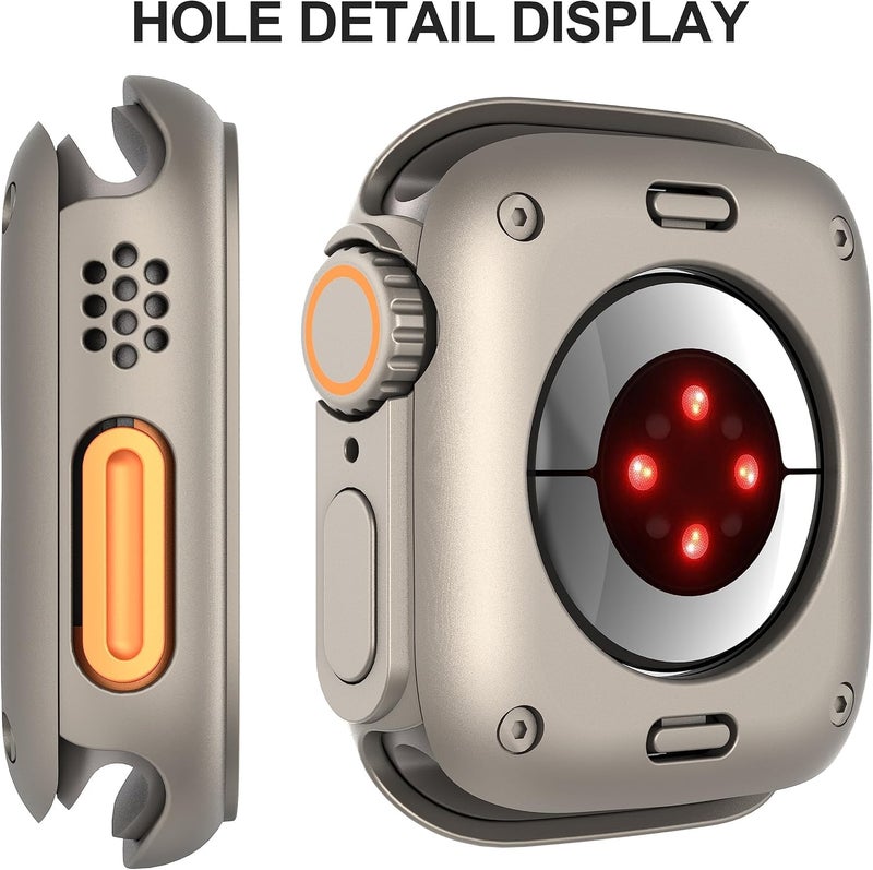Meyaar 2in1 Case for Apple Watch Series 9 8 7 Convert to Ultra with Screen Protector 45mm, Full Coverage Hard PC Bumper Back Frame, Protective Cover for iWatch 7 8 9 45mm (45mm Titanium) - Image 5