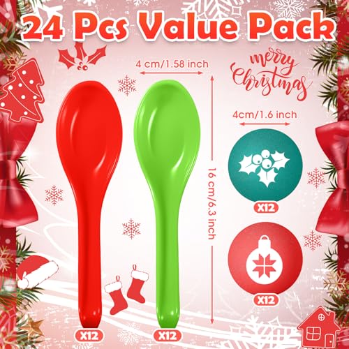 JellyArch 48 Pack Christmas Game for Family Party Spoon Relay Race Set Christmas Tree Santa Snowman Reindeer Ball and Spoon Race Game for Indoor Outdoor Holiday Party GiftsBall Berry - Image 5