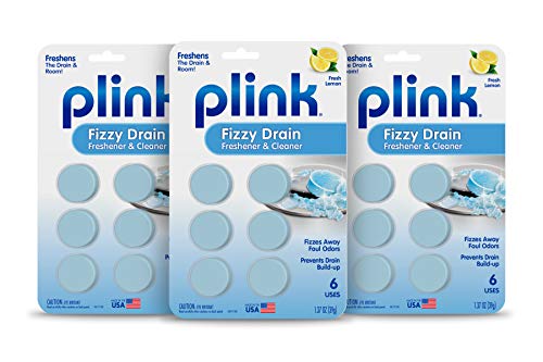 Plink Fizzy Drain Freshner, Prevents Buildup and Maintains a Clear Drain, Removes Drain Odor, Lemon Scent, Pack of 3, 18 Count, Fresh Lemon - Image 1