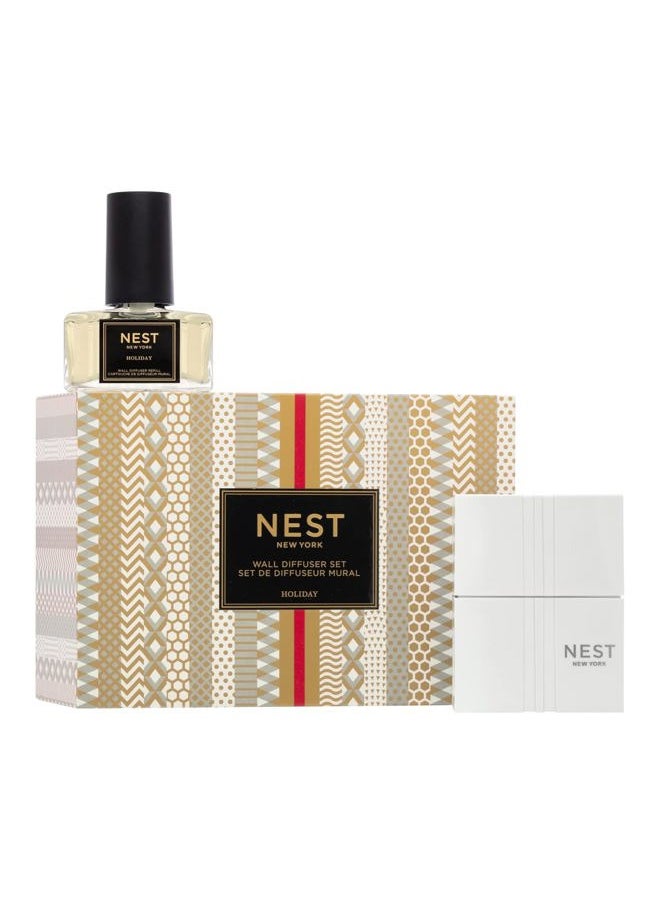 NEST FRAGRANCES Wall Diffuser Set, Holiday - Includes 1 Diffuser Unit + 1 Refill - Up to 30 Days of Continuous Scent - Cruelty Free, Vegan - Made in USA  - Image 1