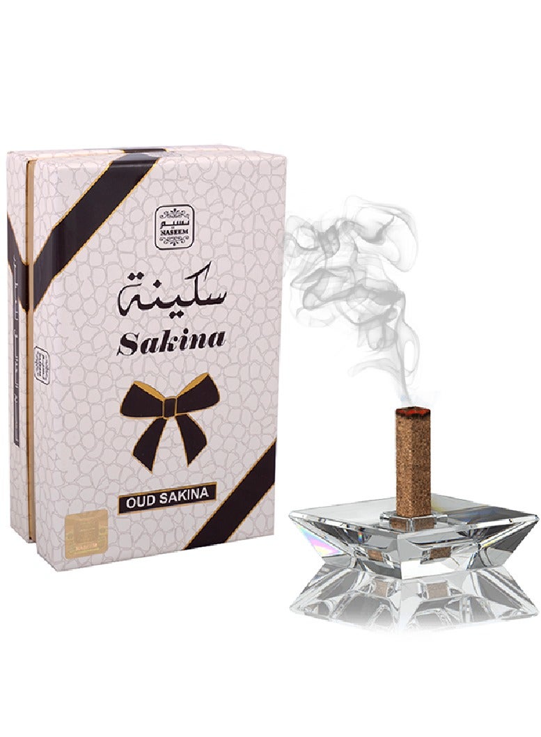 نسيم أعواد بخور عود سكينة 50 جرام - رائحة عطرية بالليمون والورد والفانيليا - احتراق سهل مع حامل كريستالي - مثالي للتأمل والاسترخاء  - Image 1