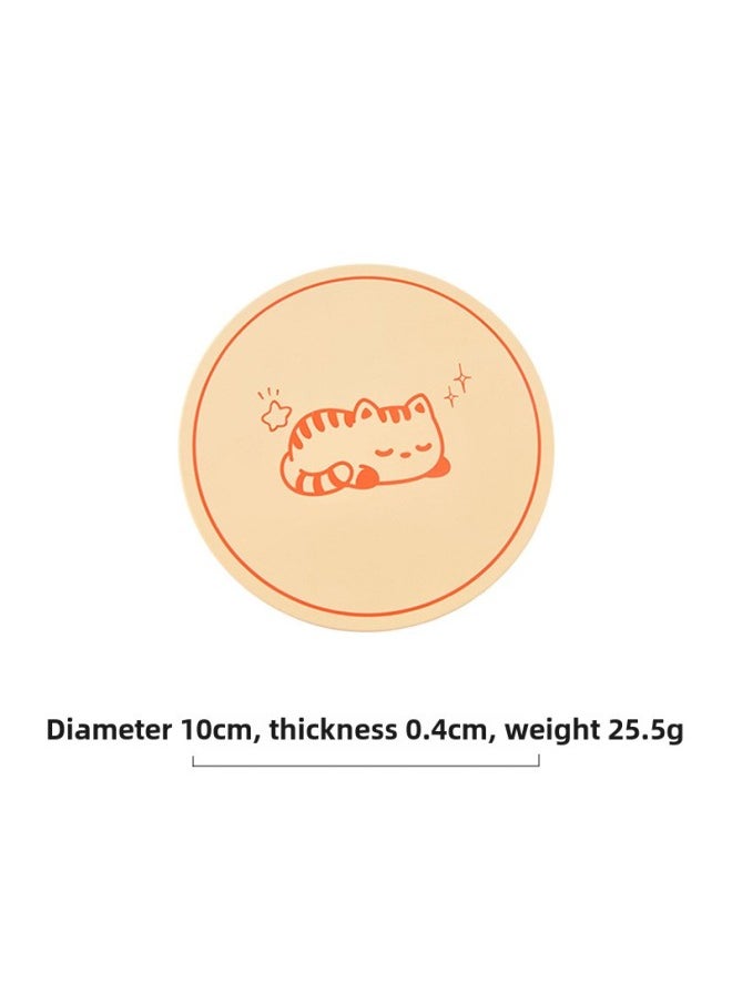 Generic - Heat Insulation Mat Dining Table Advanced Sense Silicone Anti-scalding Coaster Placemat Food Grade Pot Mat Pot Anti-scalding Mat Vegetable Bowl Mat-Specifications:10cm Egg Yellow (beibei Cat) - Image 1