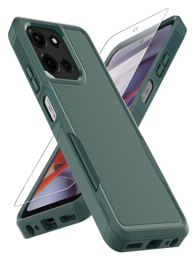 جراب لهاتف Moto G 5G 2025، [تم اختباره وفقًا لمعايير عسكرية لمقاومة السقوط] مع واقي شاشة، غطاء حماية مزدوج الطبقات شديد التحمل للهاتف المحمول، جراب مانع للانزلاق ومقاوم للصدمات لهاتف Motorola Moto G 5G 2025 (أخضر داكن) - Image 1