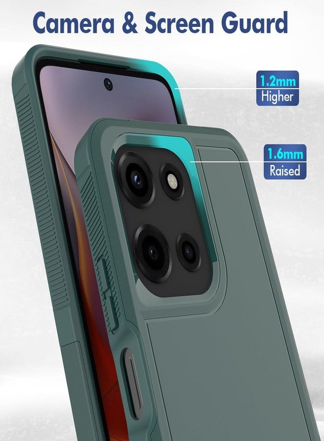 جراب لهاتف Moto G 5G 2025، [تم اختباره وفقًا لمعايير عسكرية لمقاومة السقوط] مع واقي شاشة، غطاء حماية مزدوج الطبقات شديد التحمل للهاتف المحمول، جراب مانع للانزلاق ومقاوم للصدمات لهاتف Motorola Moto G 5G 2025 (أخضر داكن) - Image 4