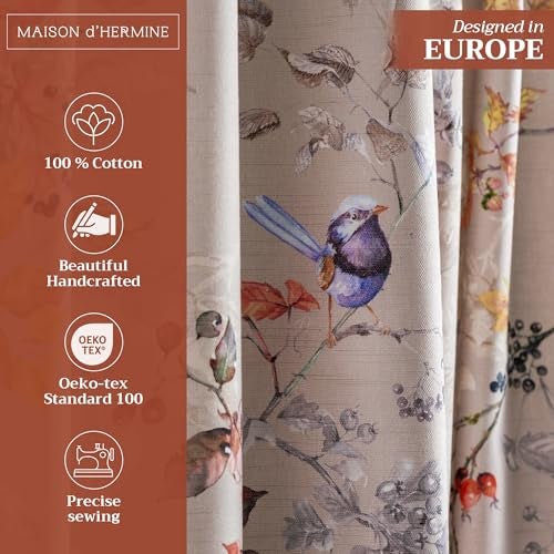 Maison d' Hermine Curtains for Living Room 100% Cotton 108 inch Length One Panel Light Filtering Curtains for Bedroom Windows with Rod and Loop Pockets Drapes (Equinoxe Multicolor, 50" W x 108" L) - Image 2