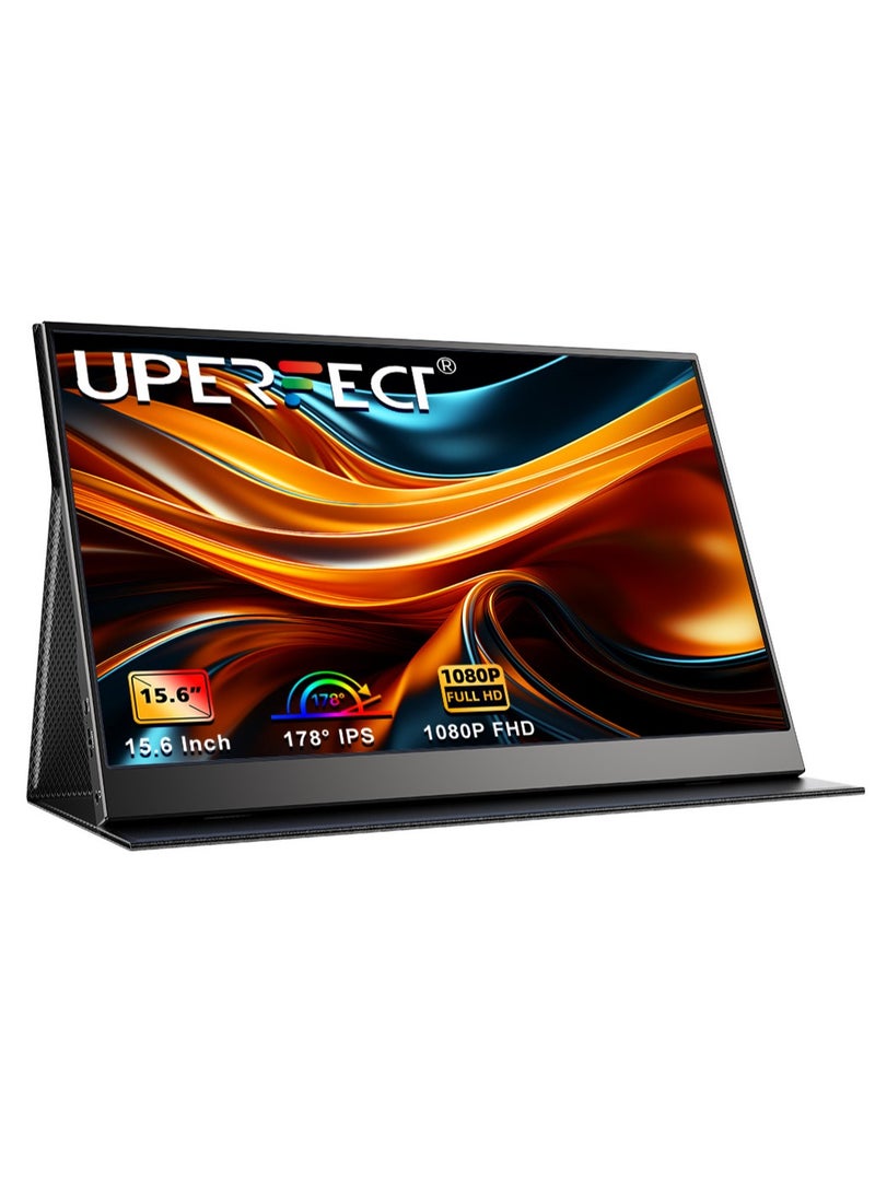 أوبيرفكت شاشة محمولة UPERFECT شاشة محمولة مقاس 15.6 بوصة 60 هرتز 1920 × 1080 FHD IPS IPS USB C ومنفذ HDMI صغير، شاشة ثانية رفيعة للغاية للكمبيوتر المحمول/الهاتف/وحدة التحكم في الألعاب، قابلة للتركيب VESA - Image 1