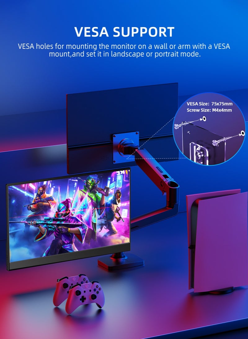 أوبيرفكت شاشة محمولة UPERFECT شاشة محمولة مقاس 15.6 بوصة 60 هرتز 1920 × 1080 FHD IPS IPS USB C ومنفذ HDMI صغير، شاشة ثانية رفيعة للغاية للكمبيوتر المحمول/الهاتف/وحدة التحكم في الألعاب، قابلة للتركيب VESA - Image 3